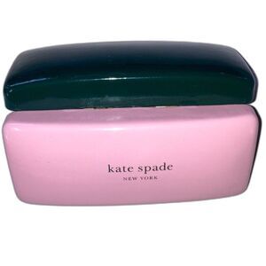 KATE SPADE Sunglasses Eyeglass Case Pink and Charcoal Gray Grey Hard Clamshell